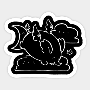 Angel Elephant - White Line Sticker